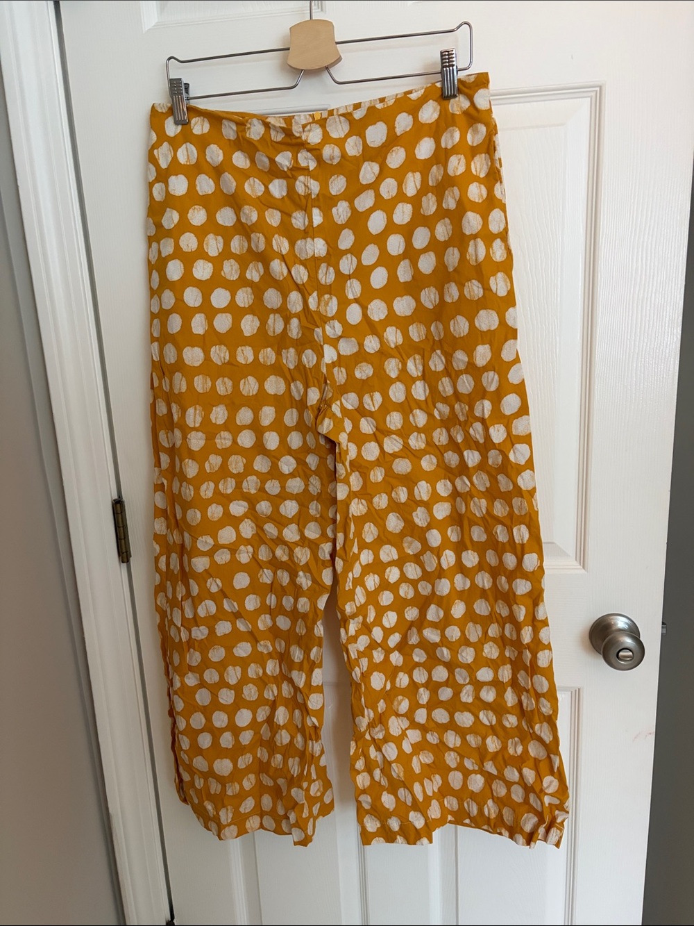 Busayo Collective Mustard Yellow Polka Dot Wide-Leg Cotton Pants